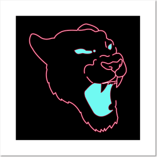 Neon Panther Graphic Illustration Posters and Art